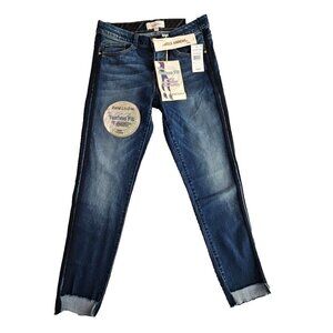 Rewind Jeans Women's Size 7/28W (28x27) Black Racing Stripe Dark Blue RP2243ZGEH